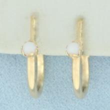 White Jade Hoop Earrings In 14k Yellow Gold