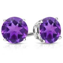 10mm Round Cut Amethyst 7.5ctw Stud Earrings In Sterling Silver