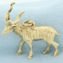 Greater Kudu Charm Or Pendant In 14k Yellow Gold