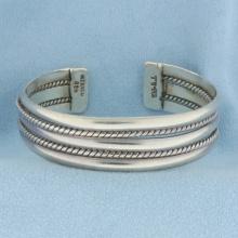 Unique Double Rope Design Bangle Bracelet In Sterling Silver