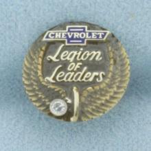 Vintage Chevrolet Legion Of Leaders Diamond Pin In 10k Yellow Gold