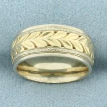 Designer Diana Leaf Nature Design Wedding Band Ring In 14k White And Yellow Gold