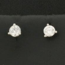 2/5ct Diamond Stud Earrings In Platinum Martini Settings