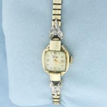 Antique Benrus Diamond Mechanical Wind Watch 10k Gold Filled