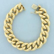 Italian Puffy Large Curb Link Bracelet In 14k Yellow Gold