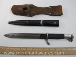 Original Eickhorn Soungen Dress Bayonet with Metal Sheath and Leather Belt Holder, See Photos for