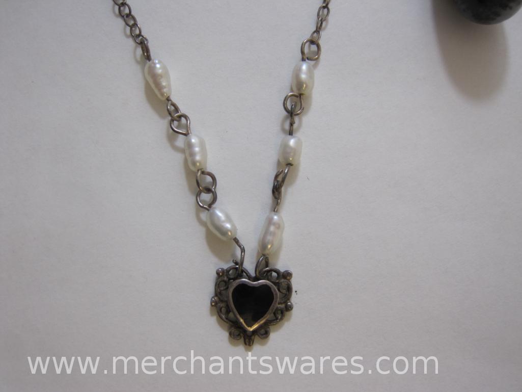 Pearl Jewelry including Sterling Silver Necklace and Heart Pendant and more