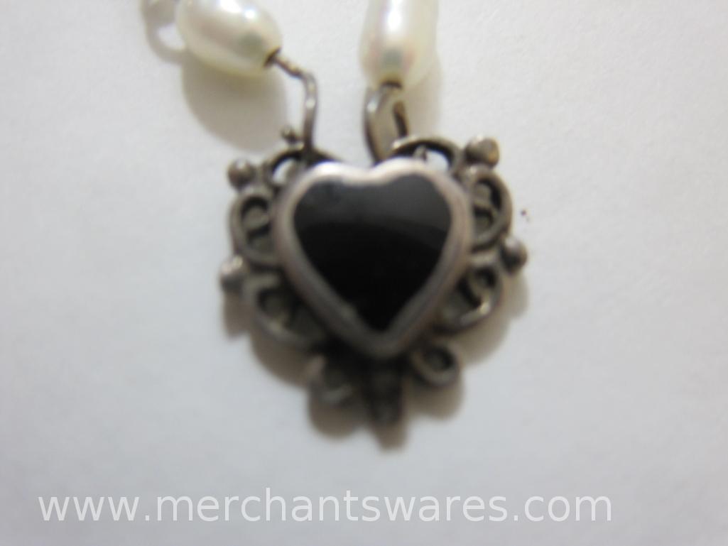 Pearl Jewelry including Sterling Silver Necklace and Heart Pendant and more