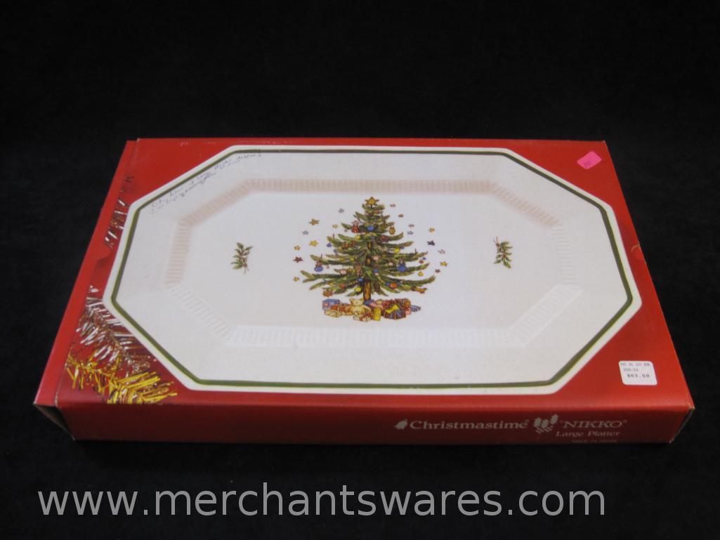Christmastime Nikko Large Octagonal Platter in Original Box, made in Japan, 3 lbs 5 oz