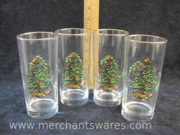 Spode Christmas Tree Set of Four Highball Glasses in Original Box, 3 lbs 2 oz