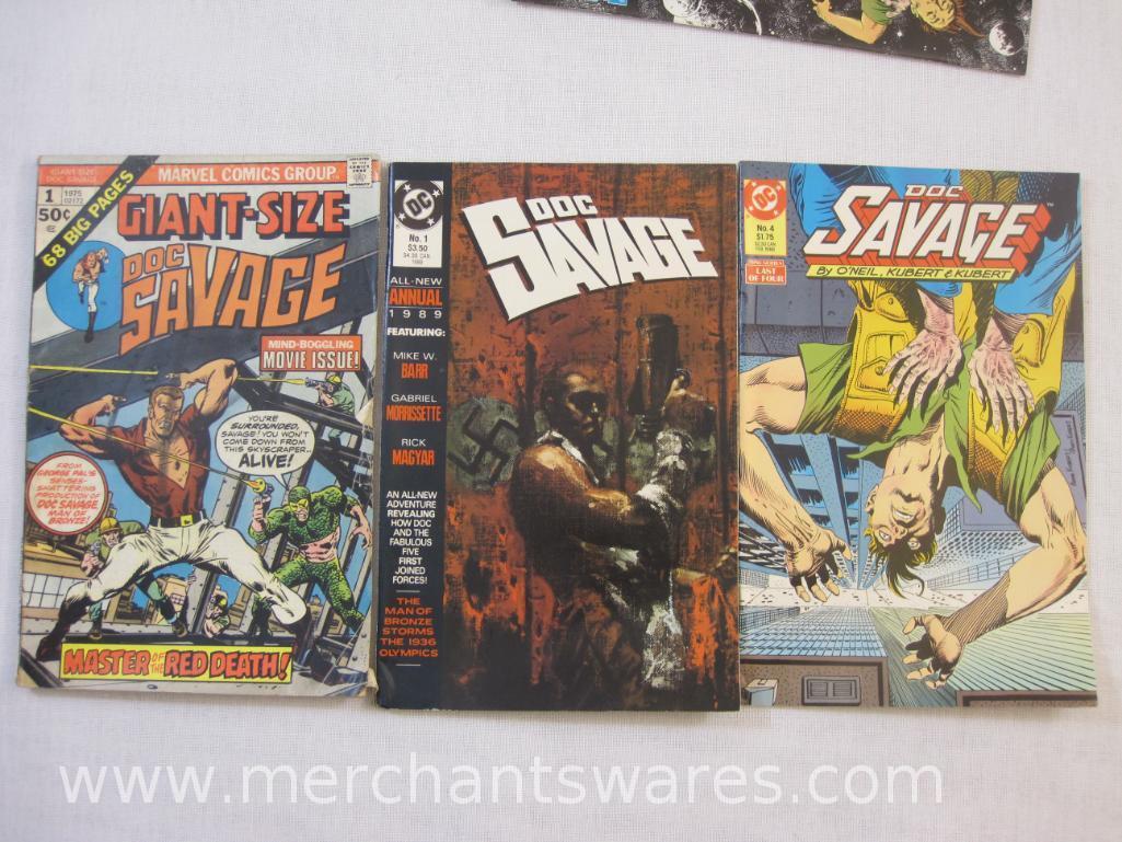 Six Doc Savage Comic Books including Nos. 1-4 Mini Series, 1989 Annual No. 1 and Marvel Comics Group