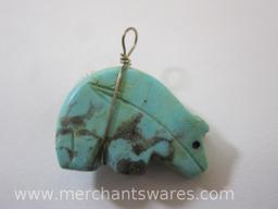 Hand-Carved Native American Turquoise Animal Pendant