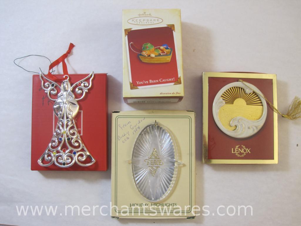 Four Assorted Christmas Ornaments from Lenox, Hallmark and more, 10 oz