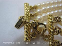 Vintage Monet Bracelet and Necklace Set, Gold Tone