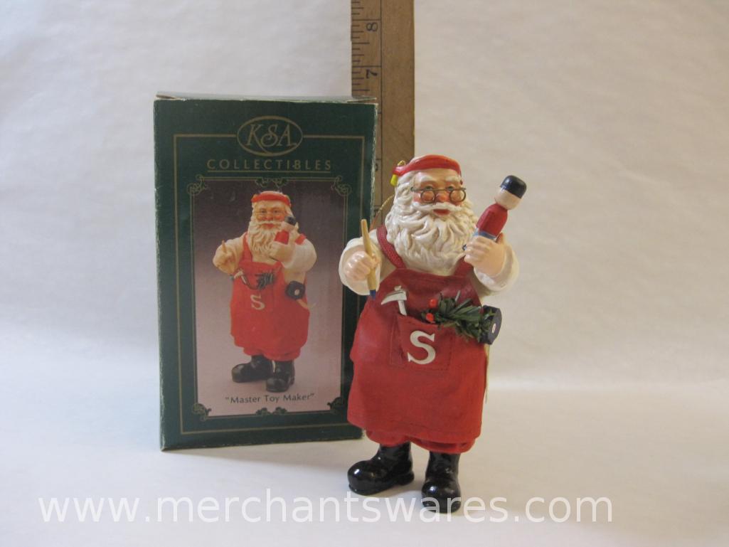 Kurt S Adler Master Toy Maker Santa in Box and Patriot Santa Russian Nesting Dolls, 10 oz