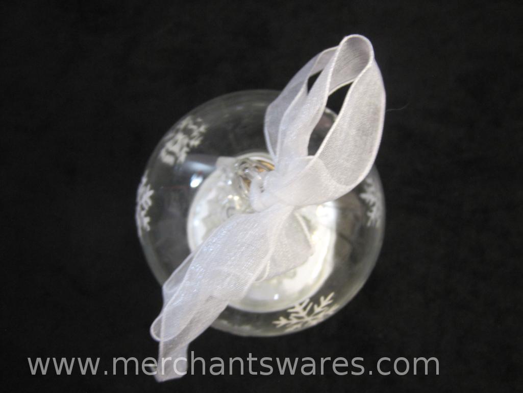 Two Spun Glass Ornaments including Lighted Angel and Heart, 9 oz