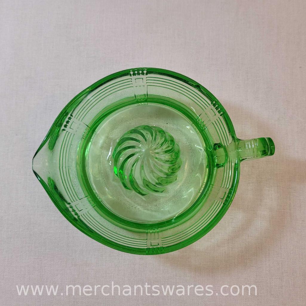 Uranium Glass Juicer, Reamer, rim has a chip (see pictures AS IS), 1 lb 7 oz