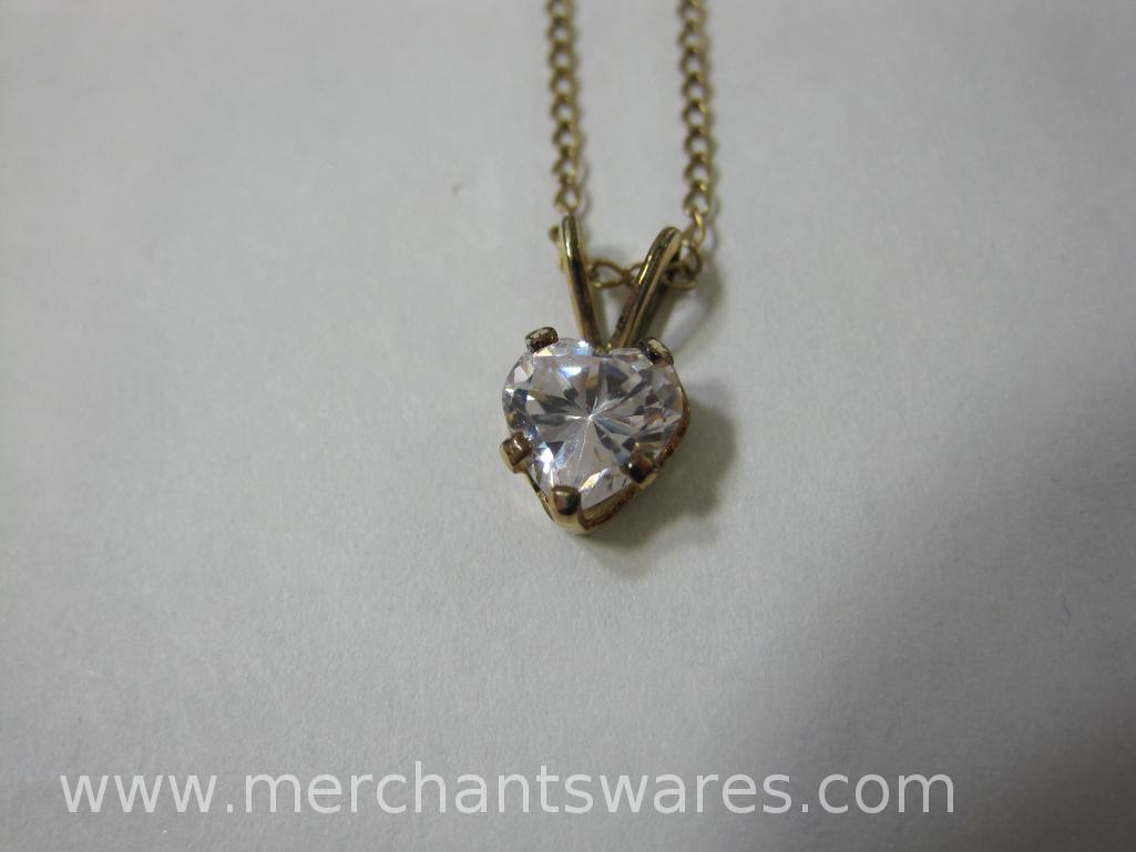 Five Gold Tone Necklaces, Thin Chain is Gold Filled