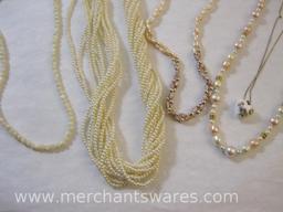Five Necklaces, Freshwater Pearls, Faux Pearls etc, 4oz