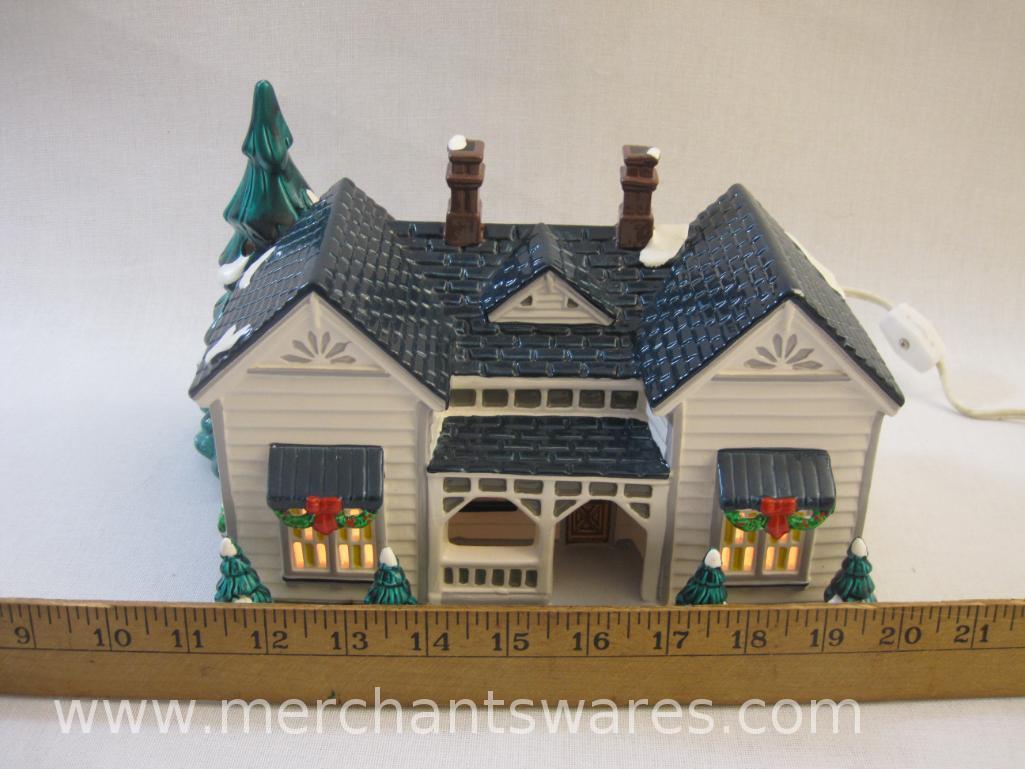 Department 56 Snow Village Grandma's Cottage Lighted Christmas House, small chip on back stairs, see