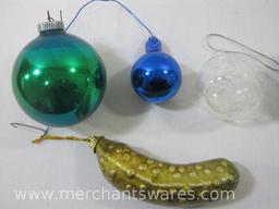 Christmas Glass Balls, Cross and Fish, Foam Egg and Plastic Pickle Ornaments, 2 oz