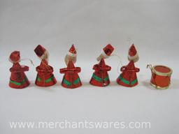 Metallic Foil Christmas Ornaments, Five Santas and a Drum, 2 oz
