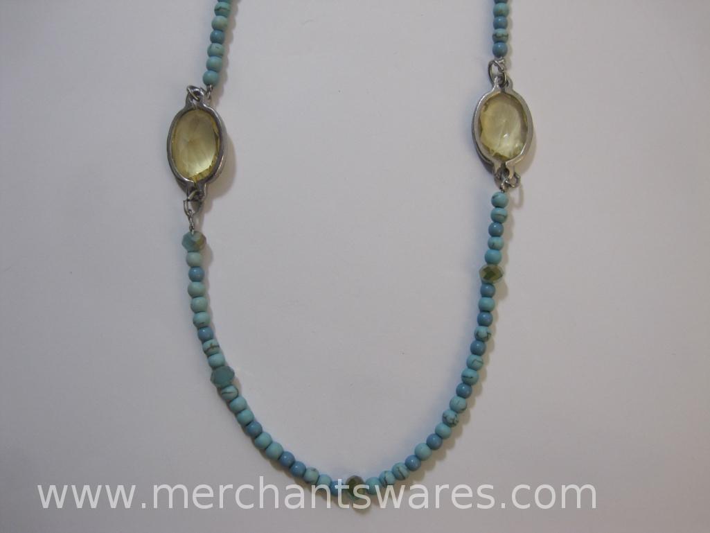 Two Turquoise and Multi Tone Necklaces, 2oz