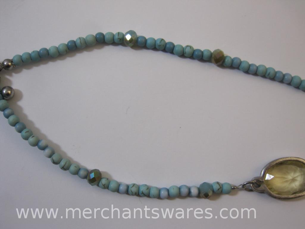 Two Turquoise and Multi Tone Necklaces, 2oz