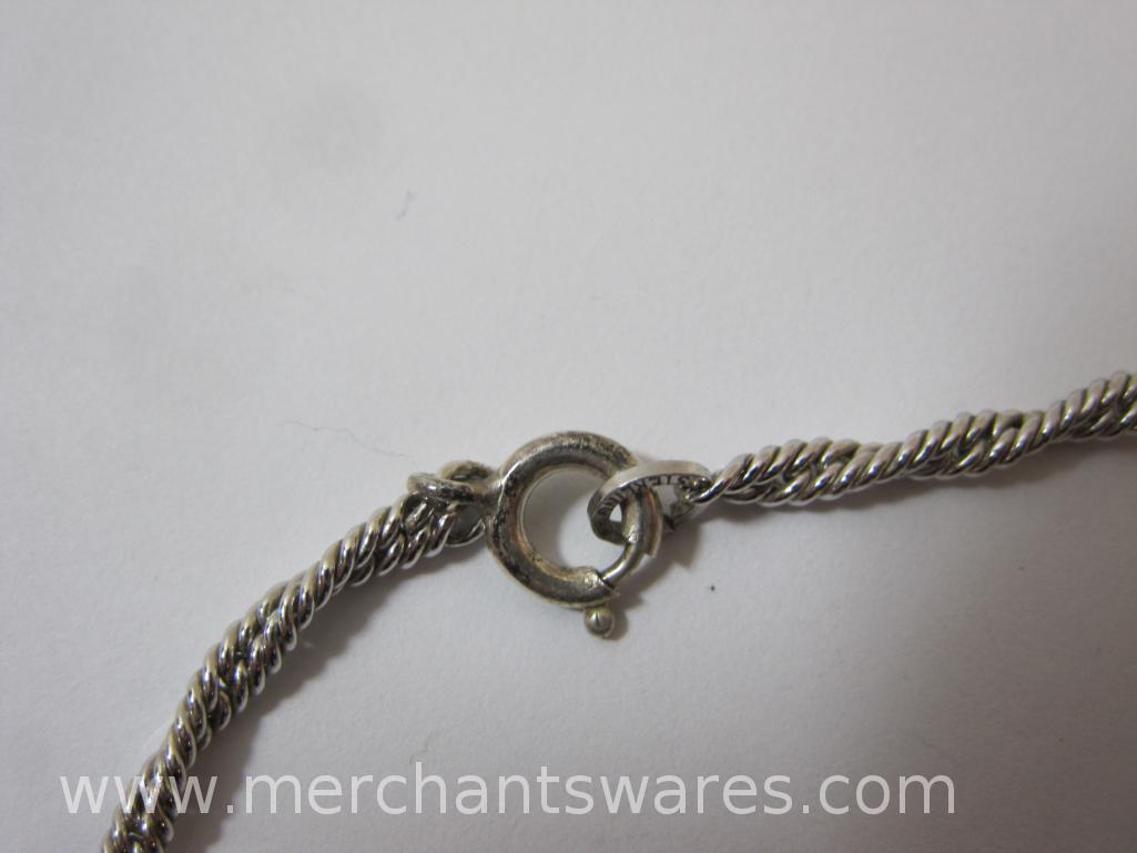 Sterling Silver 925 Twist Necklace and Sterling Silver Chain Necklace, both approx 24 Inches Long