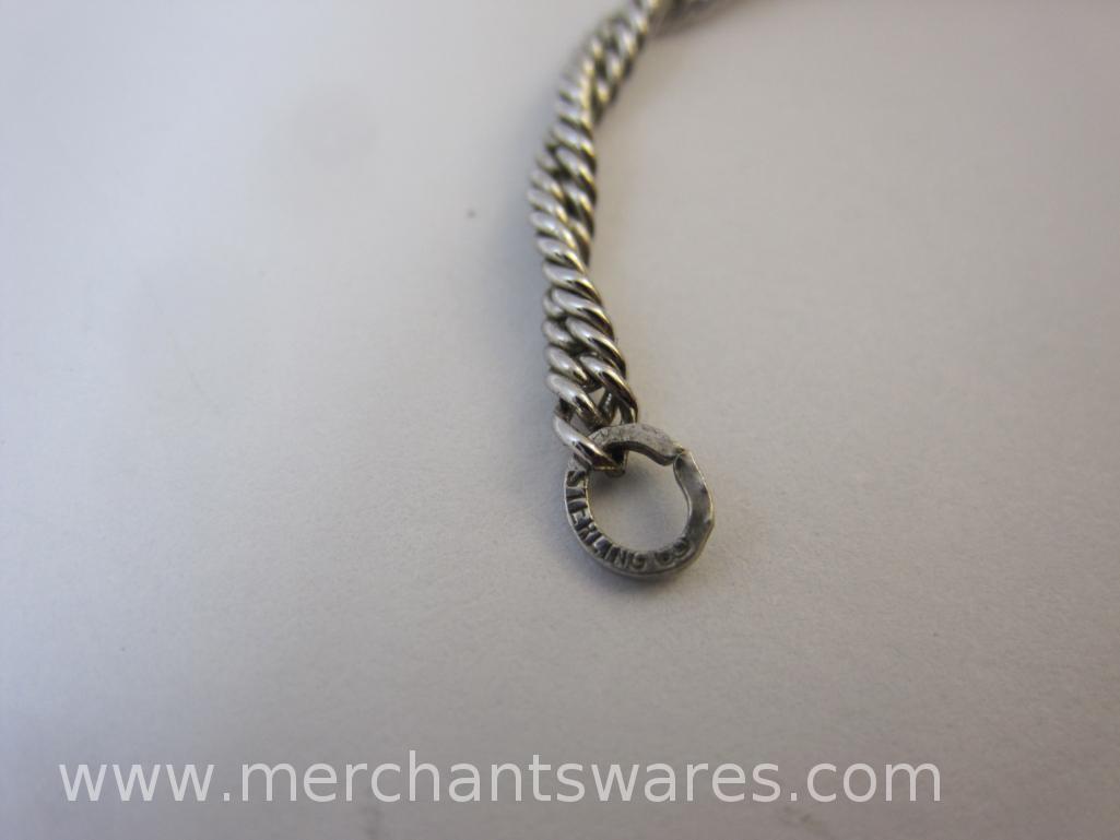 Sterling Silver 925 Twist Necklace and Sterling Silver Chain Necklace, both approx 24 Inches Long