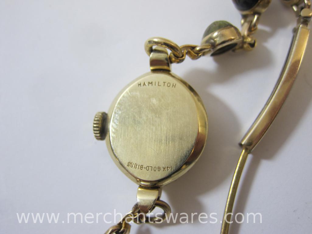 Vintage Hamilton Gold Filled Scarab Watch, Mechanical Wind Mechanism is working, keeps time.
