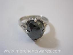 Sterling Silver Ring with Hematite Gemstone, size 6.5, 3.9 g total weight