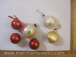Vintage Glass Christmas Ornaments, Molded Shells, Shiny Brite Ball and Others, 4 oz
