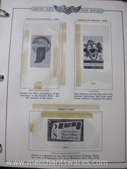 Binder of United States Plate Blocks Pages, pages do not contain stamps, 2 lbs 4 oz