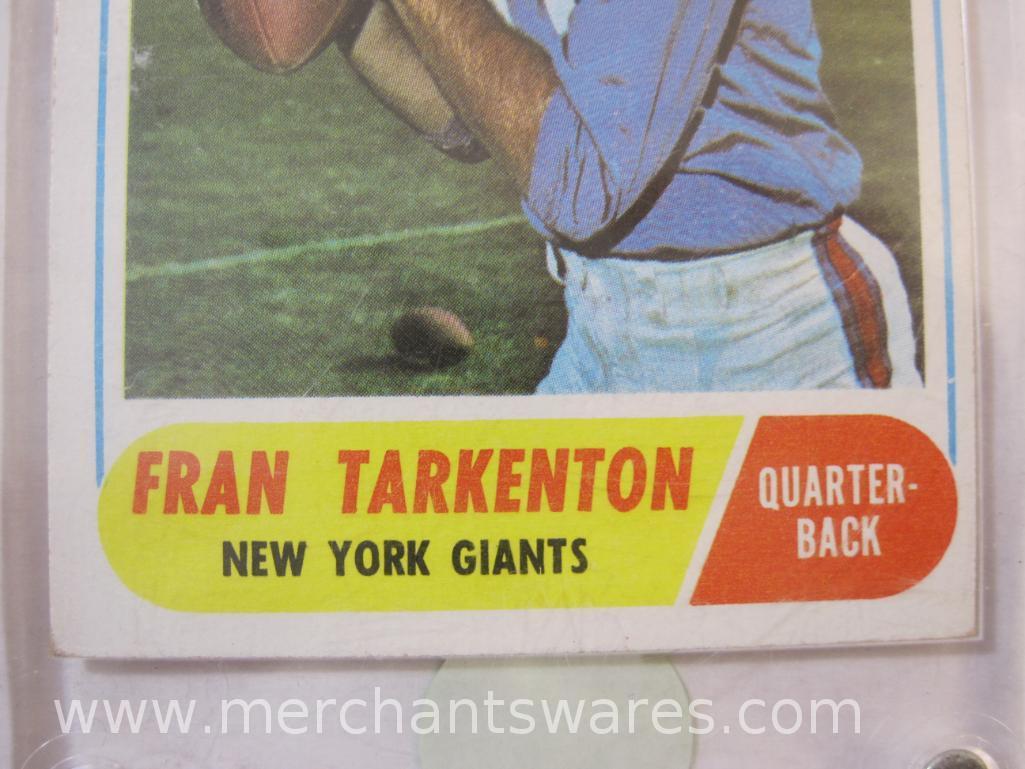Two Vintage NFL Football Trading Cards in Plastic Cases including Topps Ken Stabler 487 and Fran