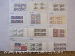 Twelve Blocks of Four US Postage Stamps including 15c Viking Missions to Mars (1759), 13c Early