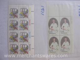Twelve Blocks of US Postage Stamps including Block of 8 10c Zip Code (1511), 1978 Orange Eagle