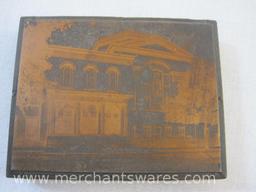 Six Antique Printing Plate Blocks of Churches including Lock Haven, PA, 3 lbs 10 oz