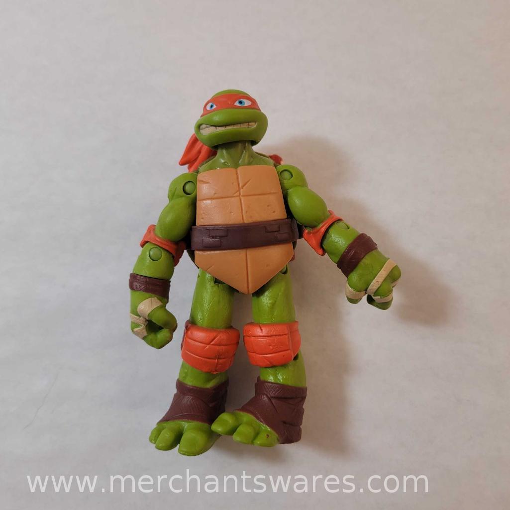 Four Michelangelo Teenage Mutant Ninja Turtles Figures including 2014 Mutations Michelangelo, 2015