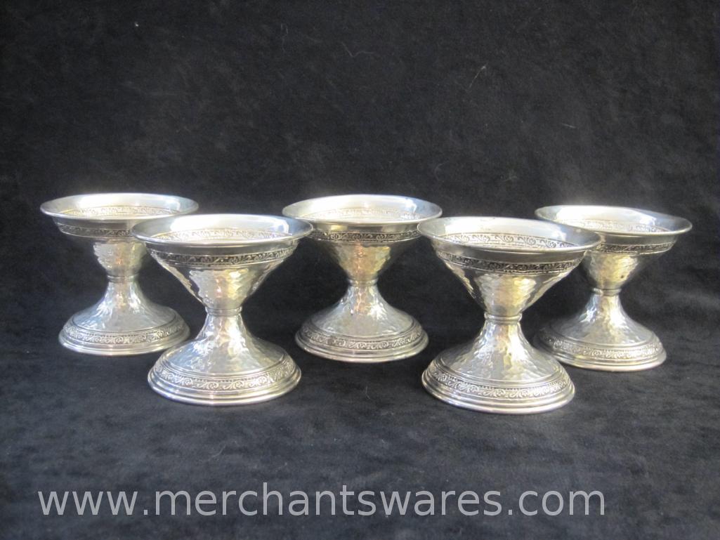 Set of 5 El Silver Co Sterling Silver Sherbet Cups, does not include glass inserts, 107.3 g total