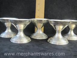 Set of 5 El Silver Co Sterling Silver Sherbet Cups, does not include glass inserts, 107.3 g total