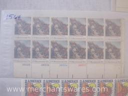 Assorted US Postage Stamps including Panes of Twelve 10c Bicentennial Era Bunker Hill (1564) and 13c