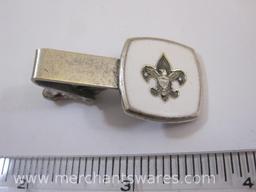 Vintage Sterling Silver Boy Scouts Fleur d' Lis Tie Clip, 10.1 g