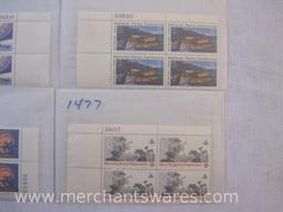 Twelve Blocks of US Postage Stamps including 10c Bicentennial Era (1543-1546), 10c Skylab (1529), 6c