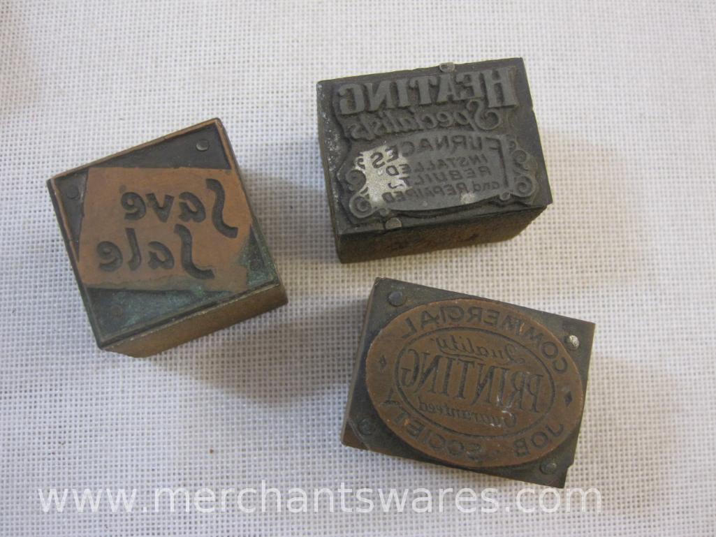 Sixteen Vintage Printing Plate Blocks including Quality Printing, Save Sale, Mortuary and more, 1 lb