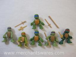 Six Mini Teenage Mutant Ninja Turtles Figures Ninjas in Training, 2013, 4 oz