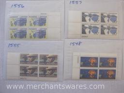 Twelve Blocks of Four US Postage Stamps including 8c Rise of the Spirit of Independence (1476), 10c