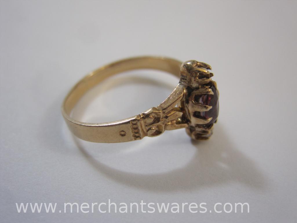 10K Gold Ring with Amethyst and Diamonds (missing a diamond), size 6, 1.9 g