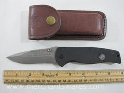 Smith & Wesson S.W.A.T. First Millennium Run Lock Blade Folding Knife with Clip and NAHC Leather