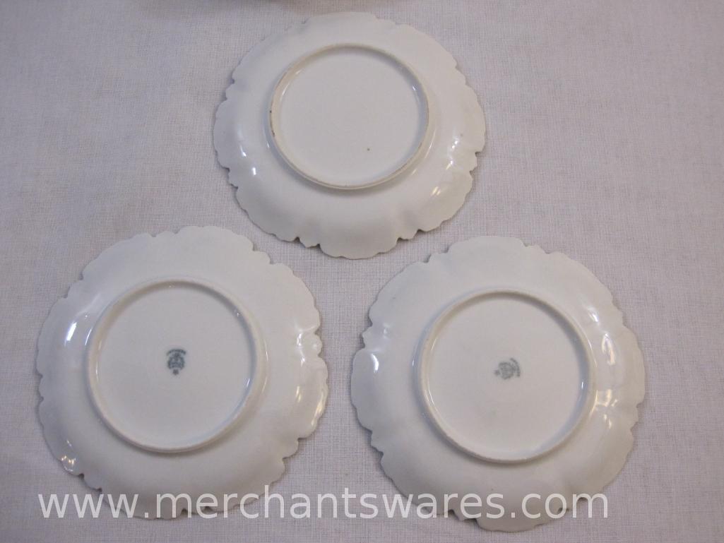 Vintage Calla Lily Dishes including 3 Bread Plates and 5 Small Bowls, Germany, 1 lb 10 oz